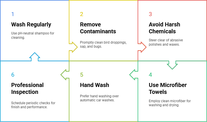 Matte PPF maintenance tips infographic