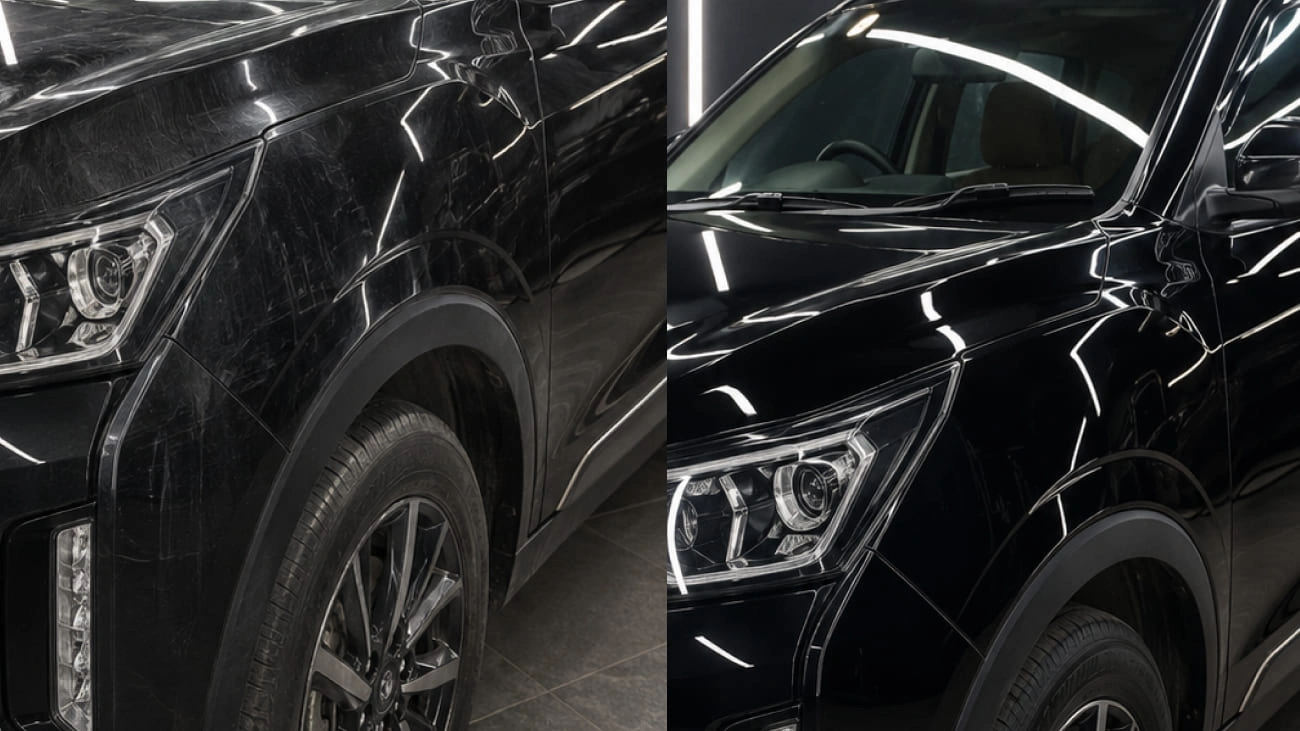 Mahindra XUV 7XO before and after paint correction