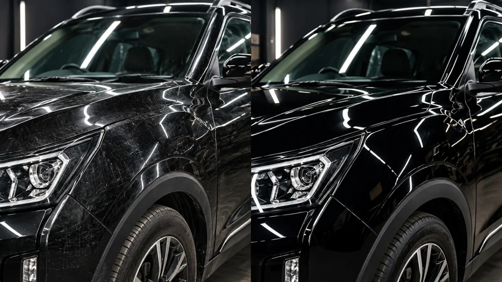 Mahindra XUV 7XO before and after paint correction