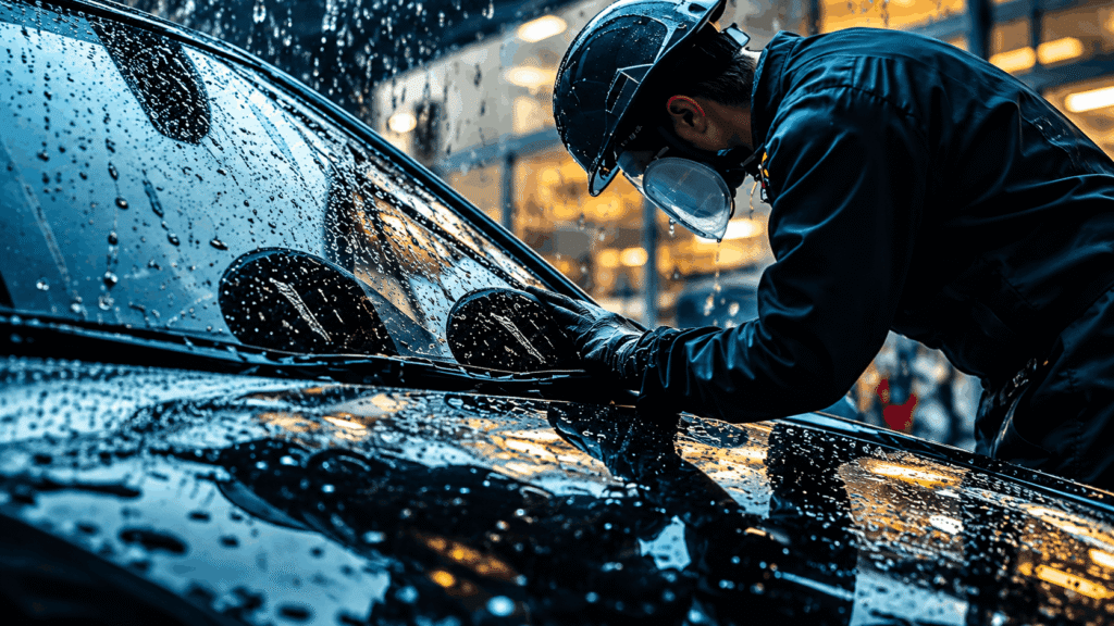 water beading car hood hydrophobic coating